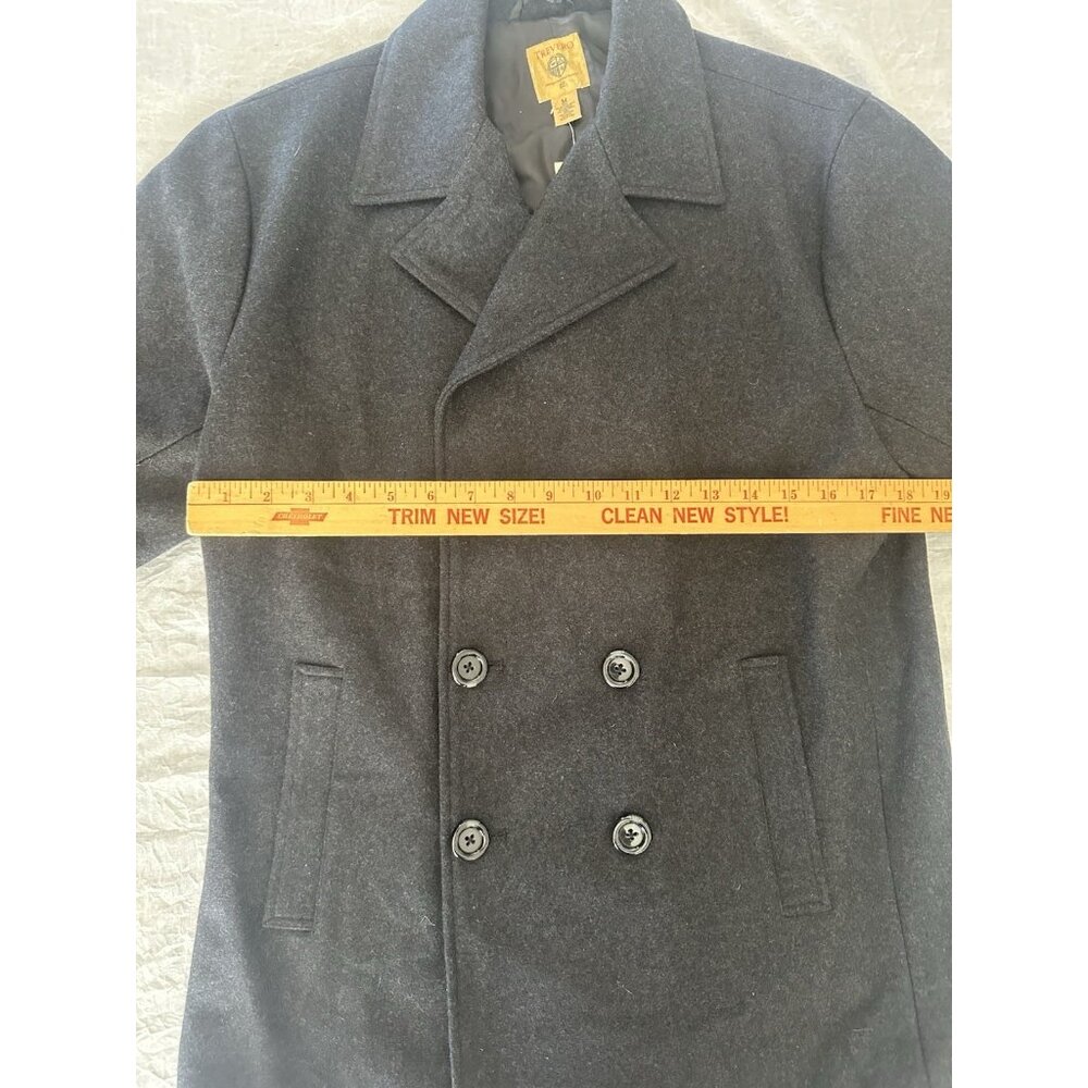 Trevero Men's Size Medium M Pea Coat Wool Blend Charcoal Gray Heavyweight Trendy - Picture 4 of 7